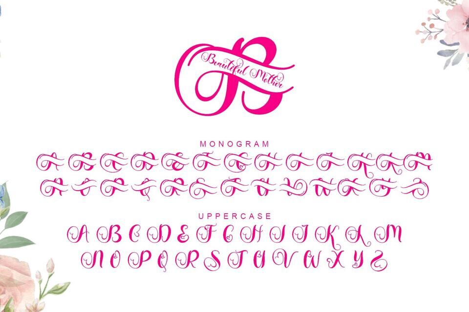Beautiful Mother Monogram Font