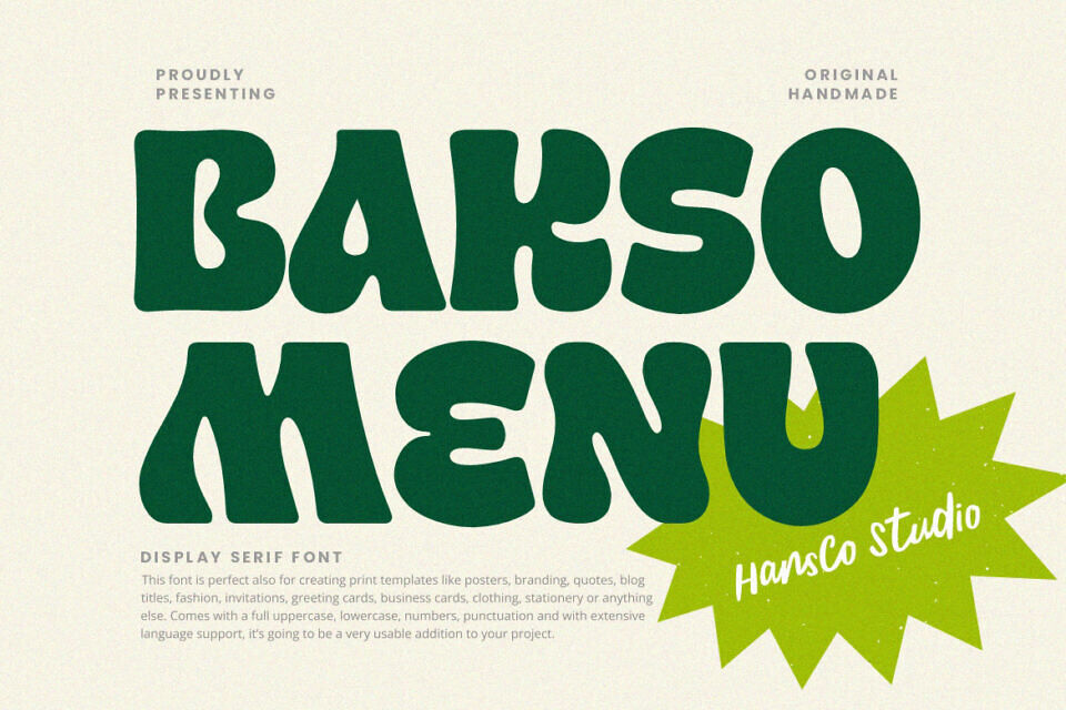 Bakso Menu Font