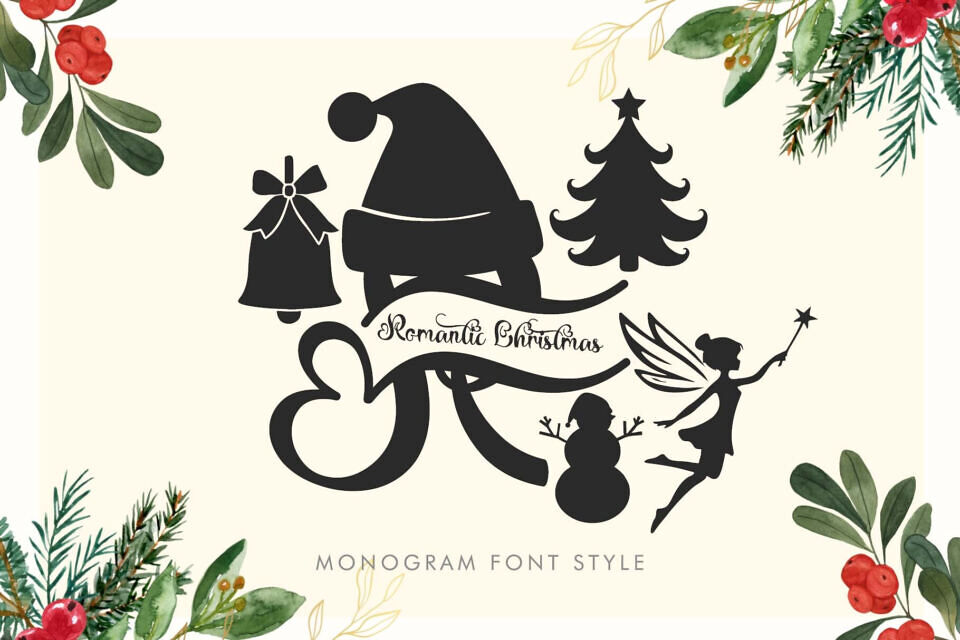 Romantic Christmas Monogram Font