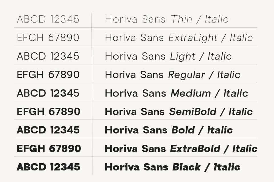 Horiva Sans Font Family
