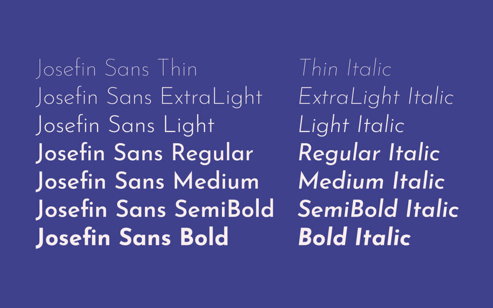 Josefin Sans Font Family