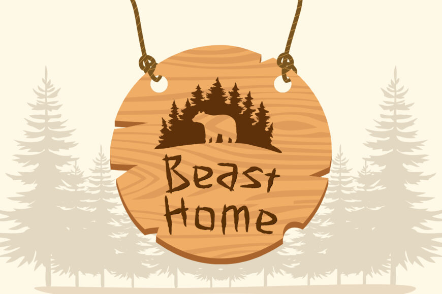 Carved Pine Wood Font
