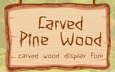 Carved Pine Wood Font